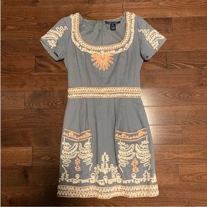 French Connection - Cotton/Linen Embroidered Dress Size 2